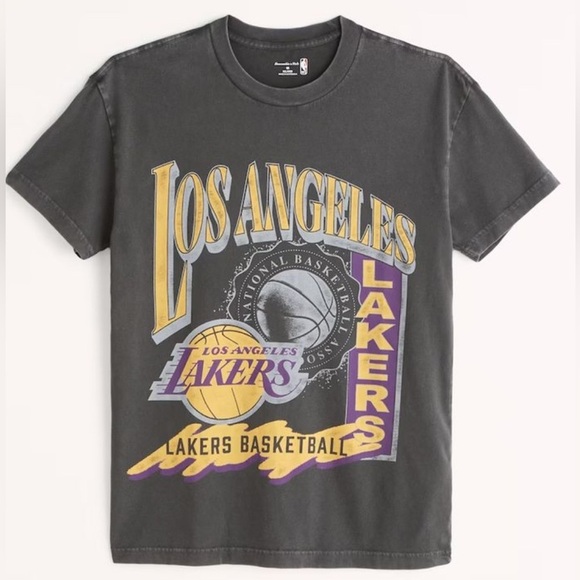 Abercrombie & Fitch Mens T-Shirt XXL Gray LA Lakers VTG‎ Style - Picture 1 of 5